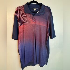 Men’s Greg Norman Play Dry Collection Navy and Red Gradient Golf Polo XXL